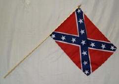 CSA Rebel Battle Flag Stars and Bars 12x18 inch stick flag with hardwood dowel