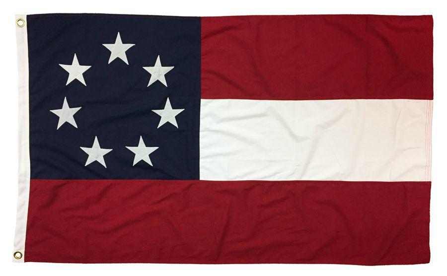 7 Seven Star First National CSA sewn and embroidered cotton flag with stars and bars design, 3 by 5 feet