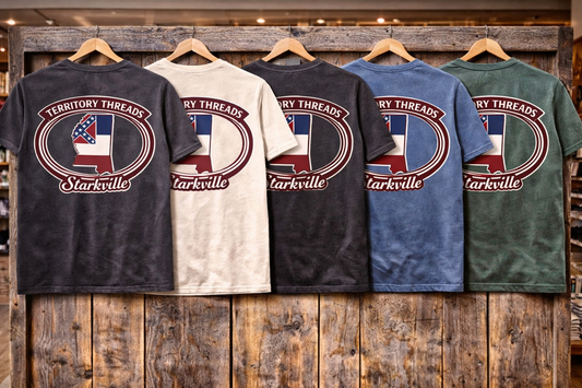Mississippi State Starkville Old Mississippi Flag Design School Colors T-Shirt Short Sleeve Premium T-Shirt
