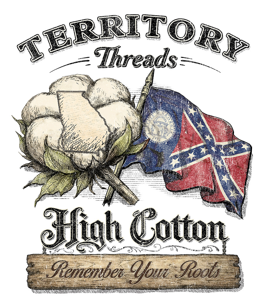 1956 Old Georgia Flag High Cotton short sleeve premium t-shirt with screen-printed state flag design