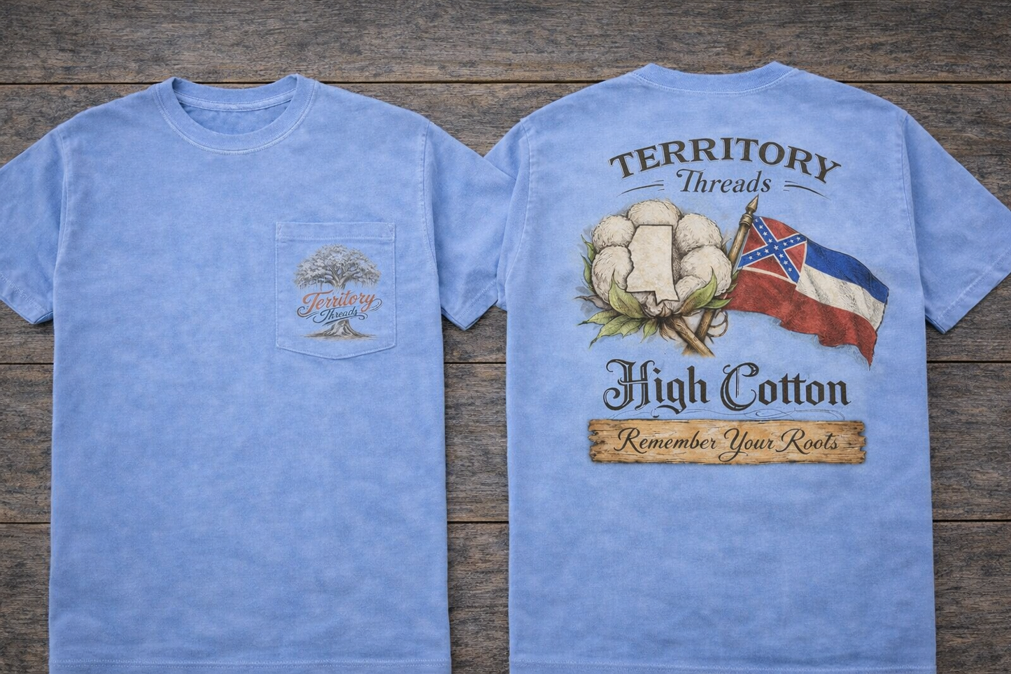 Old Mississippi Flag High Cotton Short Sleeve Premium T-Shirt