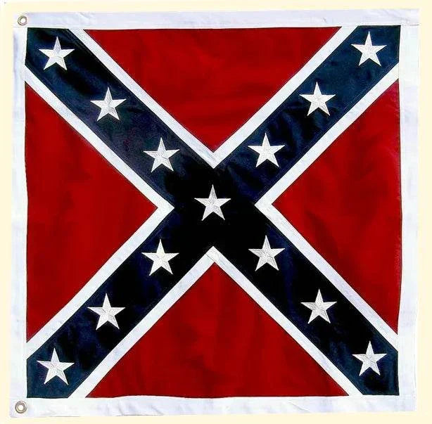 Rebel Battle Flag Square Cotton 38 x 38 Inches Sewn and Embroidered