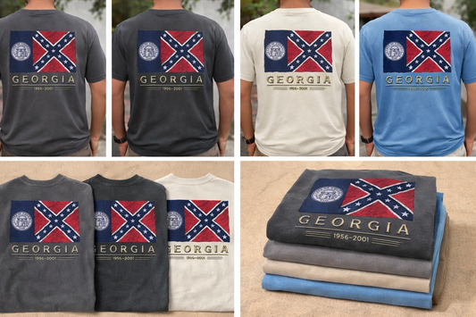 1956 Old Georgia Flag Short Sleeve Premium T-Shirt 100% Cotton