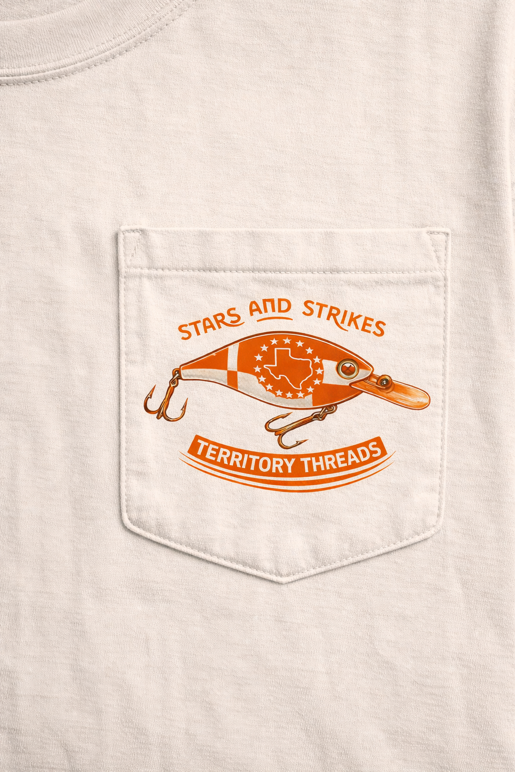 Texas Burnt Orange Stars and Strikes Design T-Shirt Front Design