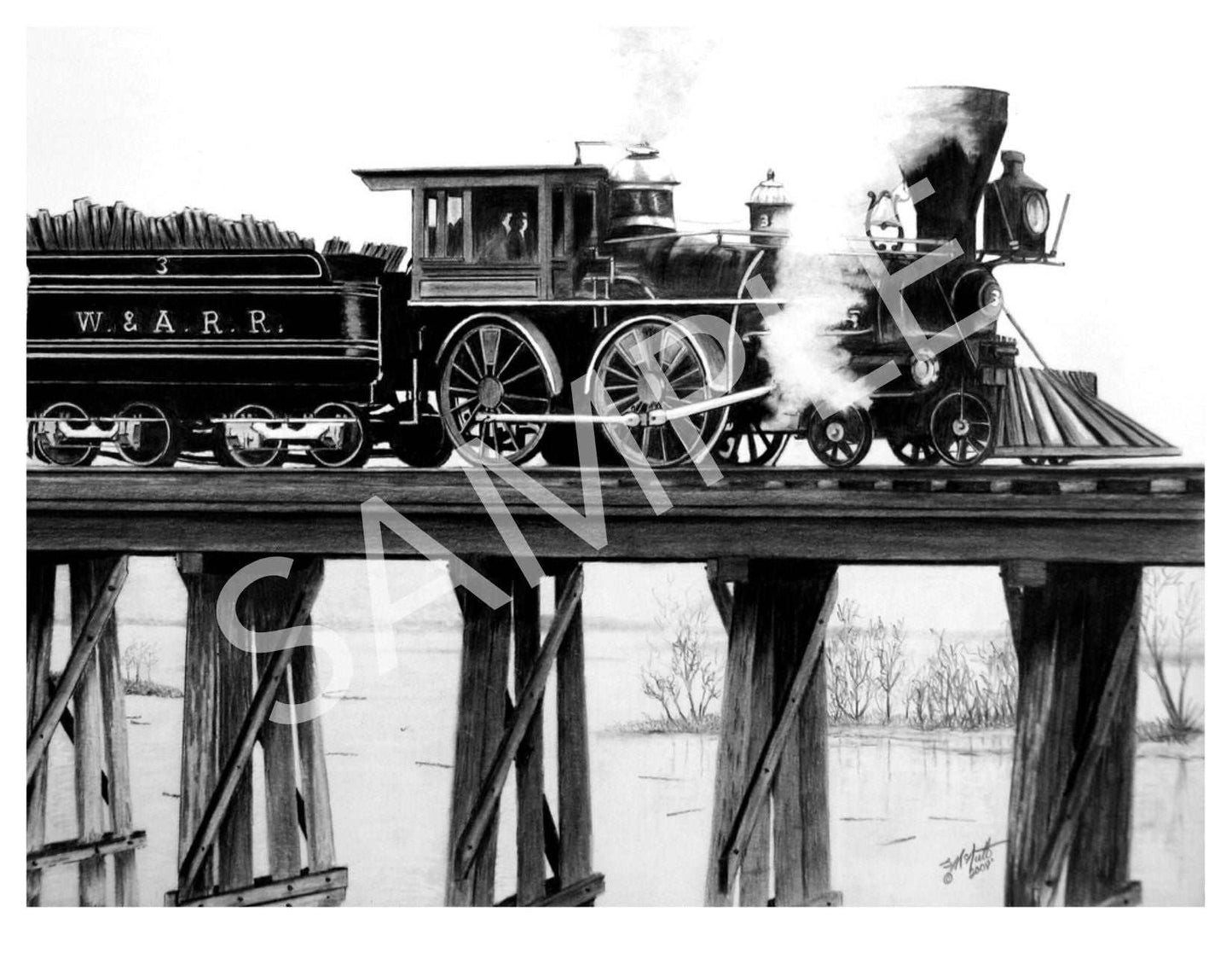 The Historic General Locomotive Print Unframed