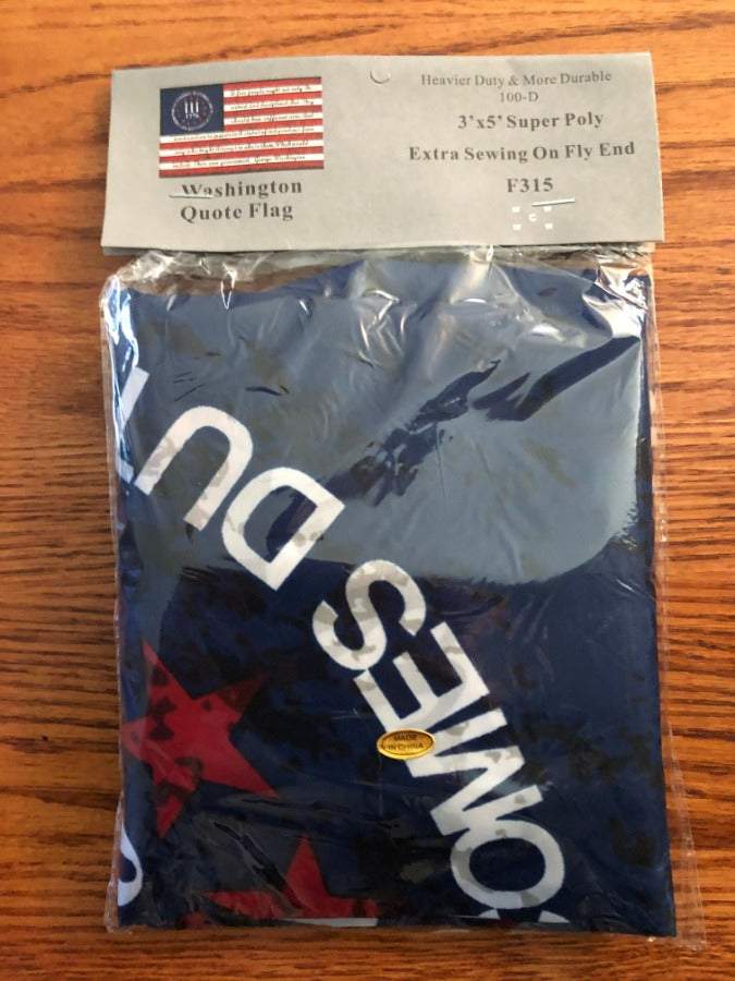 George Washington Quote III Percent Antiqued Flag in package