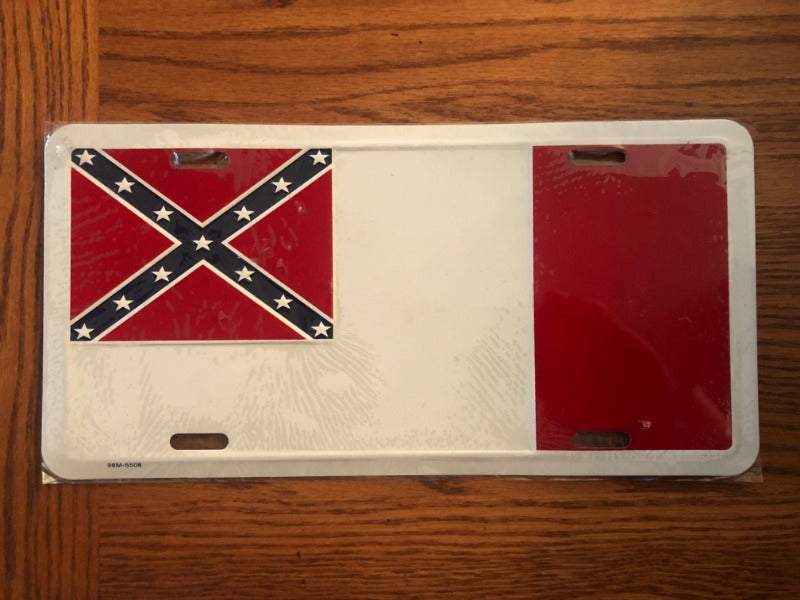 Third 3rd CSA National Flag Blood Stained Banner aluminum license plate tag with historic design
