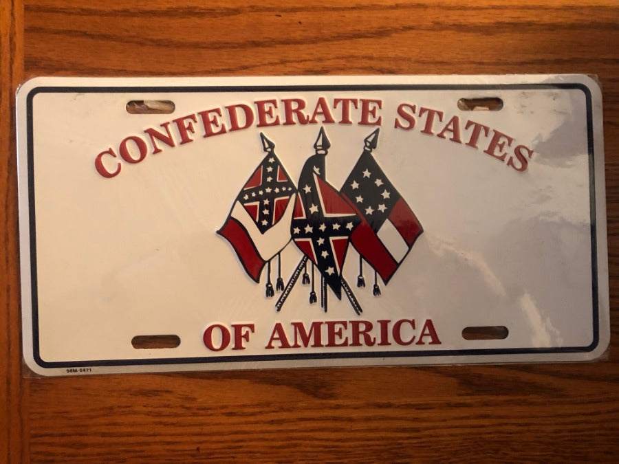 CSA 3 Flags License Plate Tag