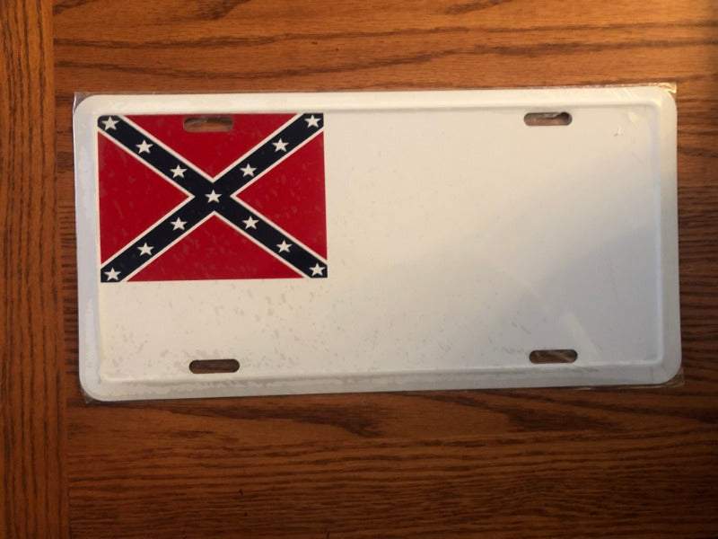 Second 2nd CSA National Flag Stainless Banner License Plate Tag on metal license plate