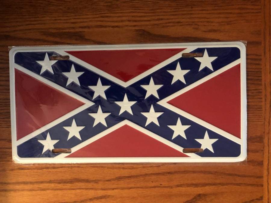 Rebel CSA Battle Flag License Plate Tag