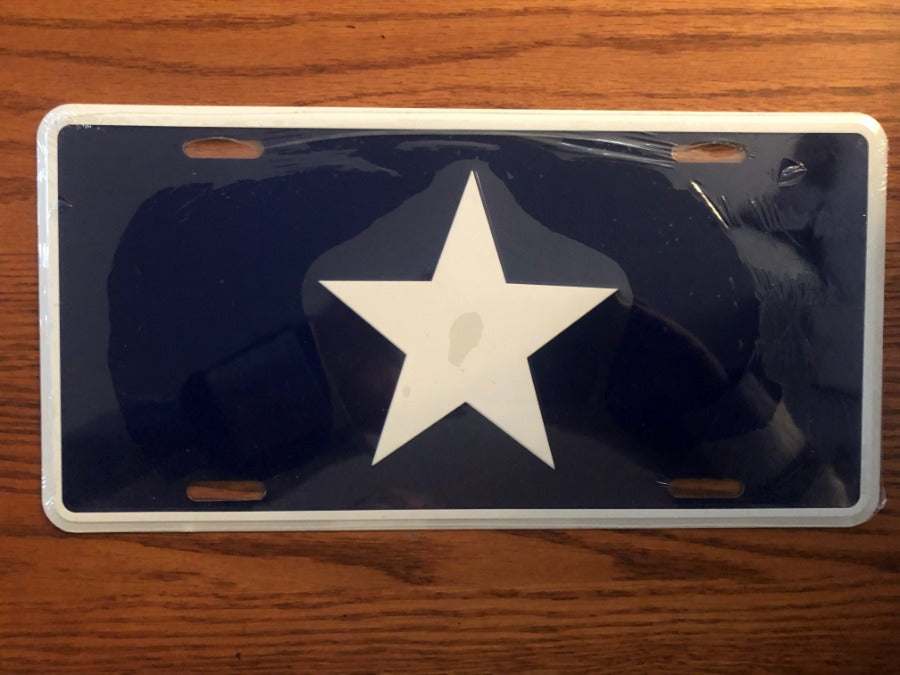 Bonnie Blue Flag License Plate Tag on aluminum car plate displaying Southern heritage design
