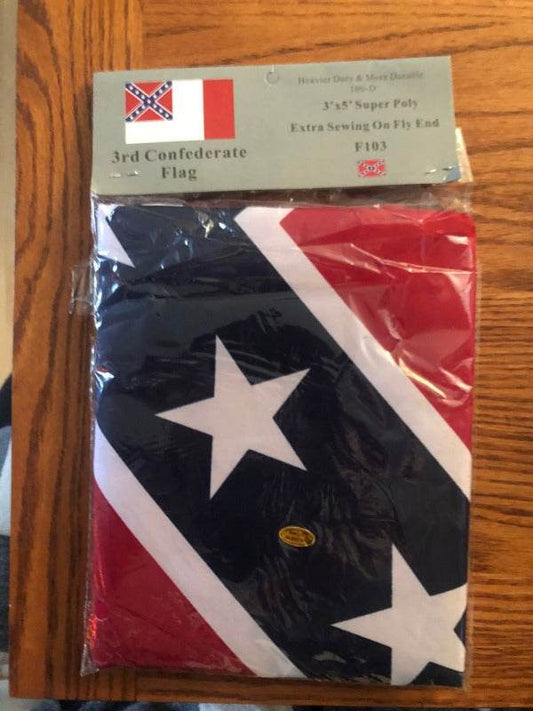 Third 3rd CSA National Flag Blood Stained Banner 3x5 feet polyester with brass grommets and durable stitching