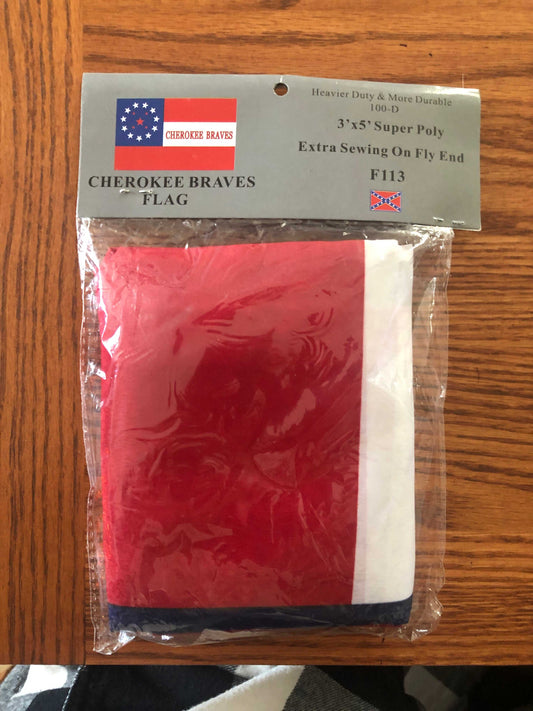Cherokee Braves Flag 3x5 feet polyester with logo and brass grommets