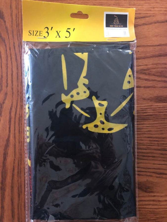 Black Gadsden Dont Tread On Me flag 3x5 feet with brass grommets on black polyester