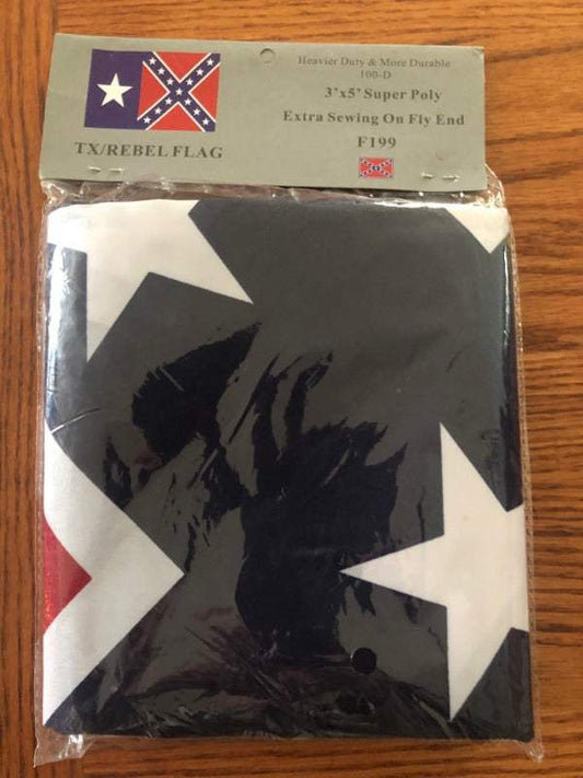 Texas Rebel Flag 3x5 polyester outdoor flag with brass grommets and reinforced stitching