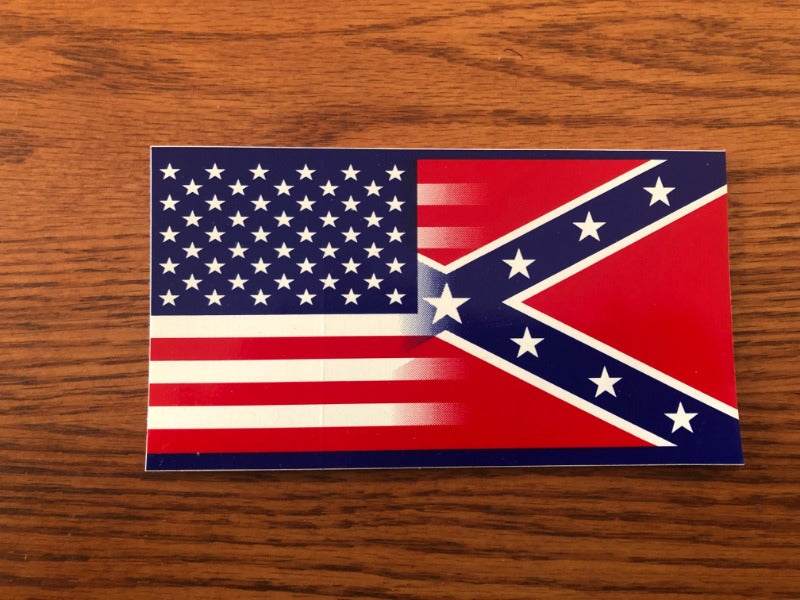 USA-CSA Rebel Battle Fade-in Hybrid Flag Decal bumper sticker 3x6 inches