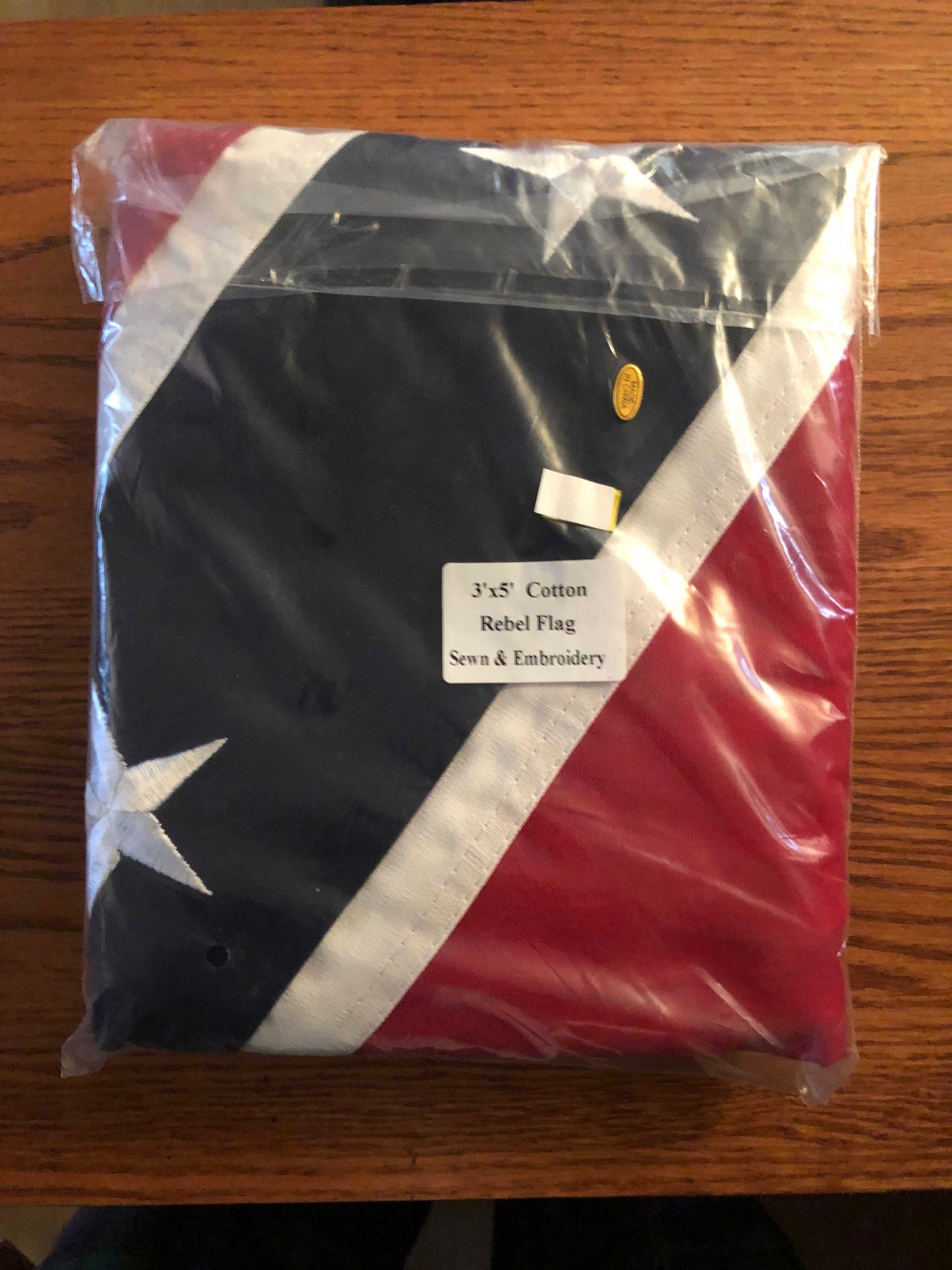 CSA Rebel Battle Flag Cotton 3x5 feet sewn and embroidered with brass grommets on durable cotton fabric