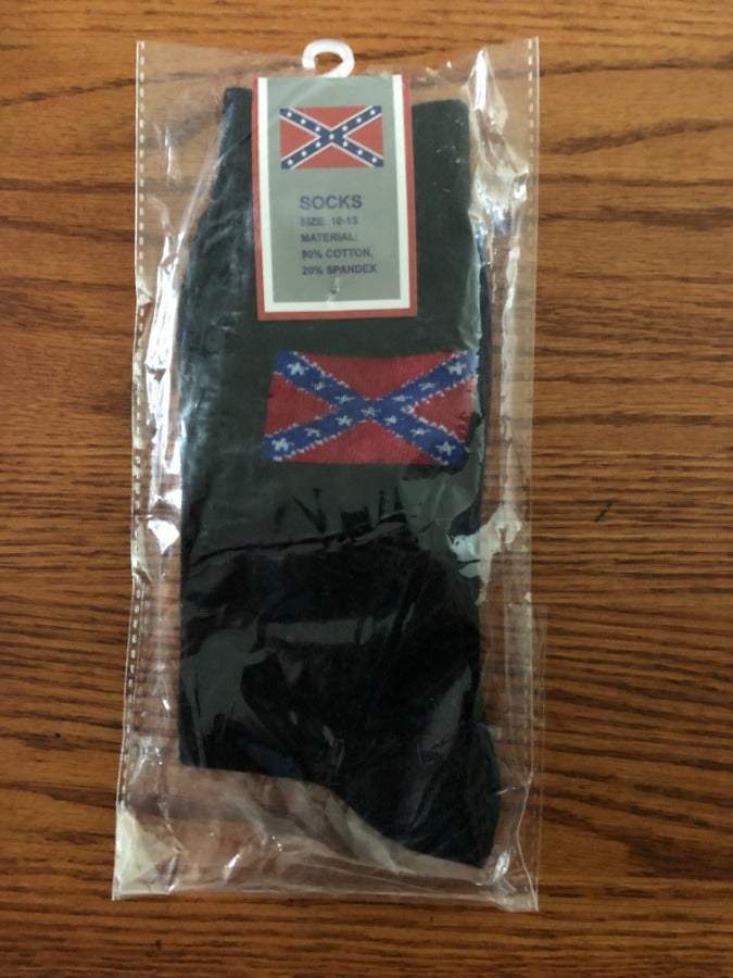 Battle Flag Rebel Socks Black Size 10-13