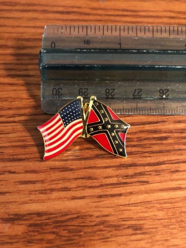 USA-CSA Crossed American & Rebel Battle Flag Pin
