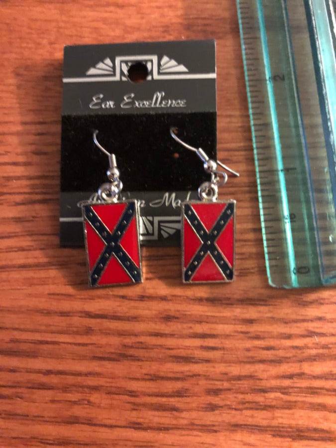 Rebel Battle Flag Dangle Earrings