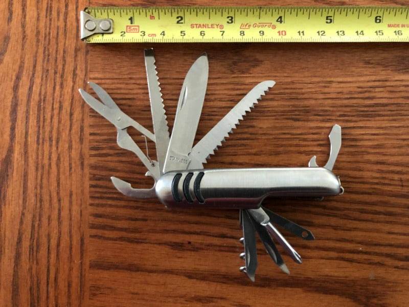 Rebel Battle Flag Swiss Army Style Multi-Tool Knife with one blade and 10 tools stainless steel