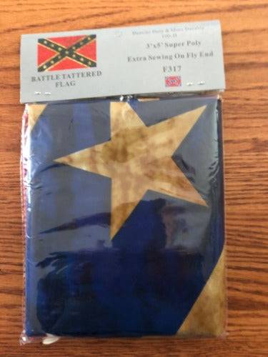 Rebel Tattered Battle Flag 3x5 feet polyester with brass grommets and reinforced stitching