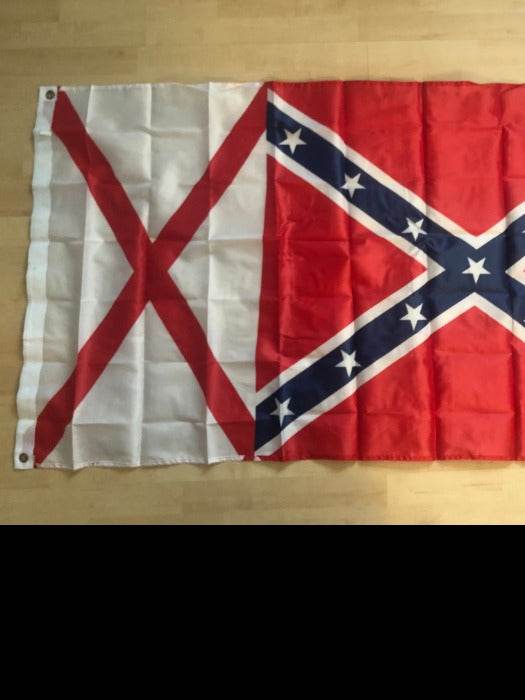 Alabama Rebel Battle Flag 3x5 polyester with brass grommets displaying iconic rebel battle design