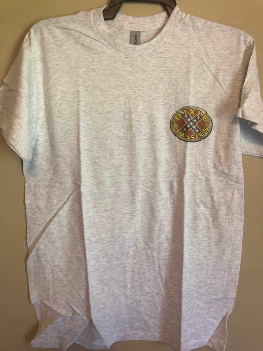Dont Tread On Me rattlesnake graphic short sleeve cotton t-shirt with rebel battle Confederate flag design