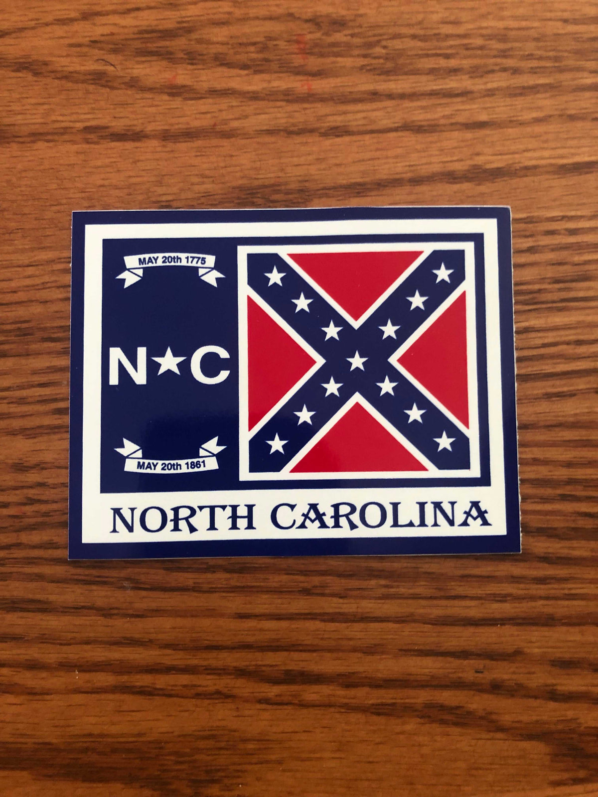 North Carolina Battle Flag Decal Bumper Sticker 3x4 inch weather-resistant vinyl emblem