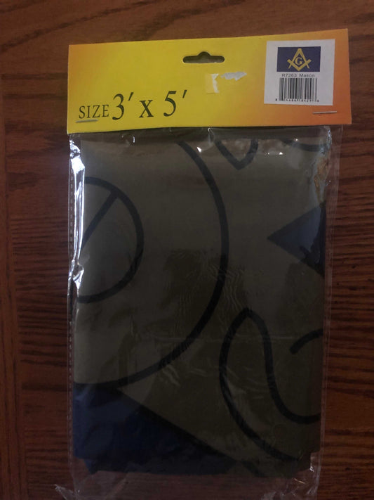 Masonic Flag 3x5 feet polyester with Square and Compasses and brass grommets