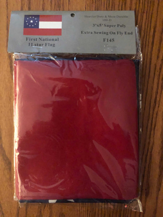 1st CSA National Flag 11 Star Stars and Bars polyester 3x5 feet with brass grommets