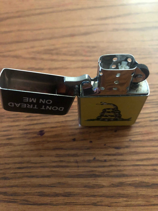 Dont Tread on Me yellow and black Gadsden Zippo style windproof lighter