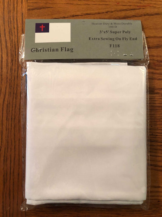 3' x 5' Christian flag made of weather-resistant polyester with brass grommets and reinforced stitching for indoor and outdoor use