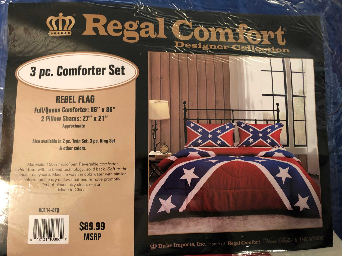 Rebel Battle Flag 3 Piece Queen or Full Size Comforter Set