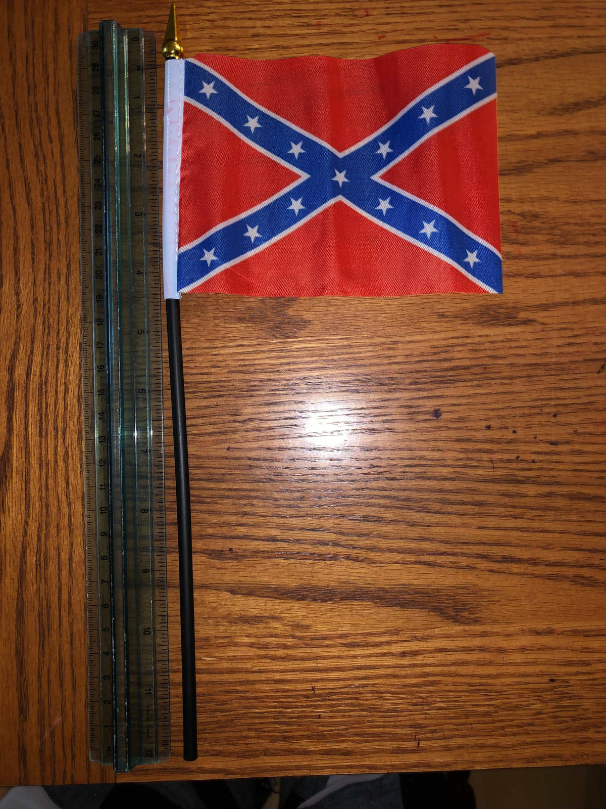 Rebel Battle Flag stick flag 4x6 inches with plastic stick for Southern pride and Civil War reenactments