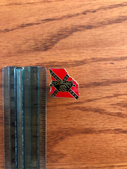 Georgia State shaped hat and metal lapel pin with gold accents for state pride