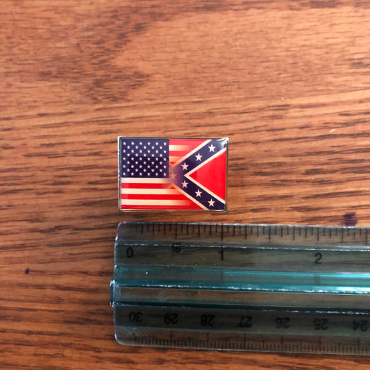 USA-CSA Rebel Battle Flag Fade-in Hybrid Pin with silver metal backing and gradient design
