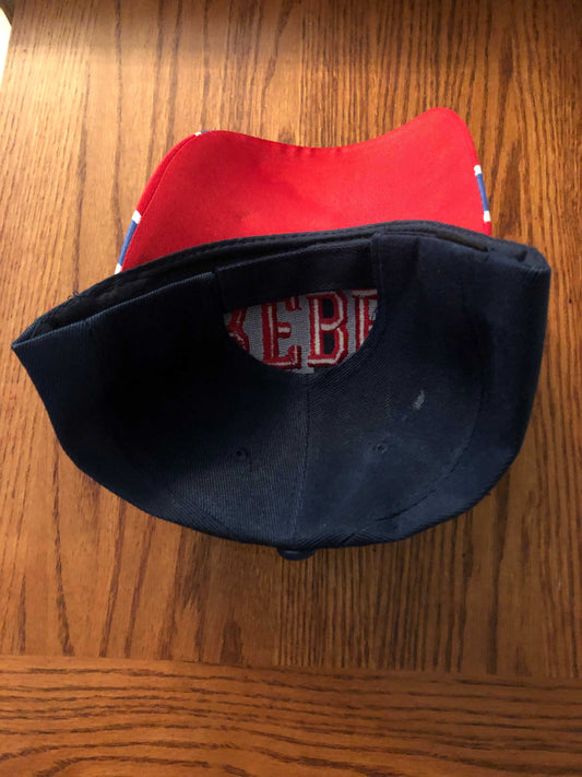 Rebel Embroidered Navy Cap Hat with Battle Flag Bill