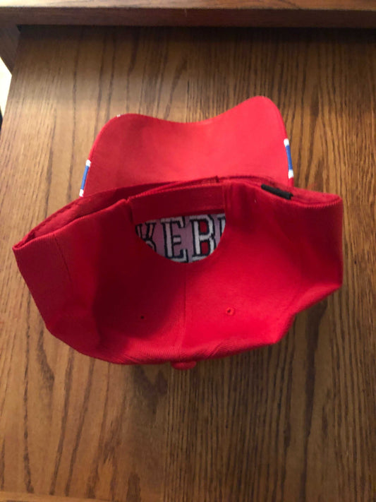 Rebel Embroidered Red Cap Hat with Battle Flag Bill