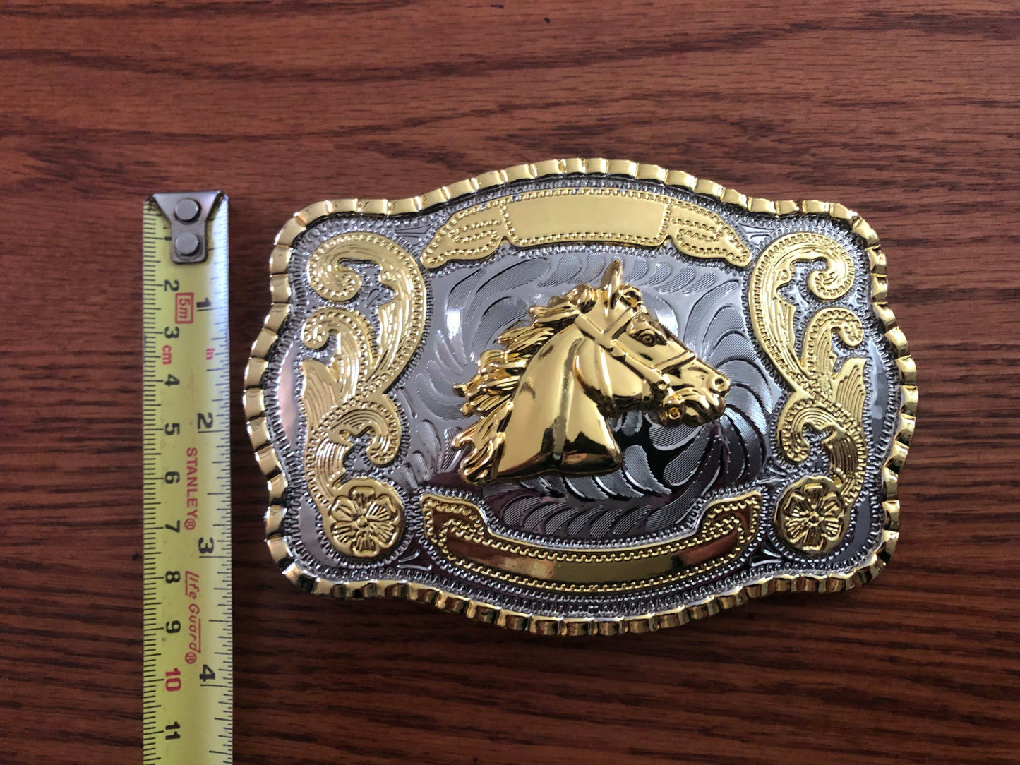 Big Western Huge Horse Head Shiny Metal Belt Buckle