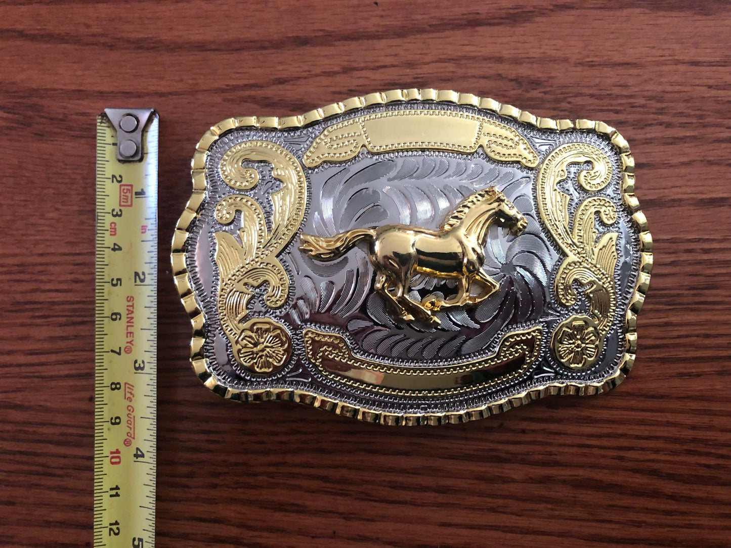 Big Western Horse Shiny Metal Belt Buckle