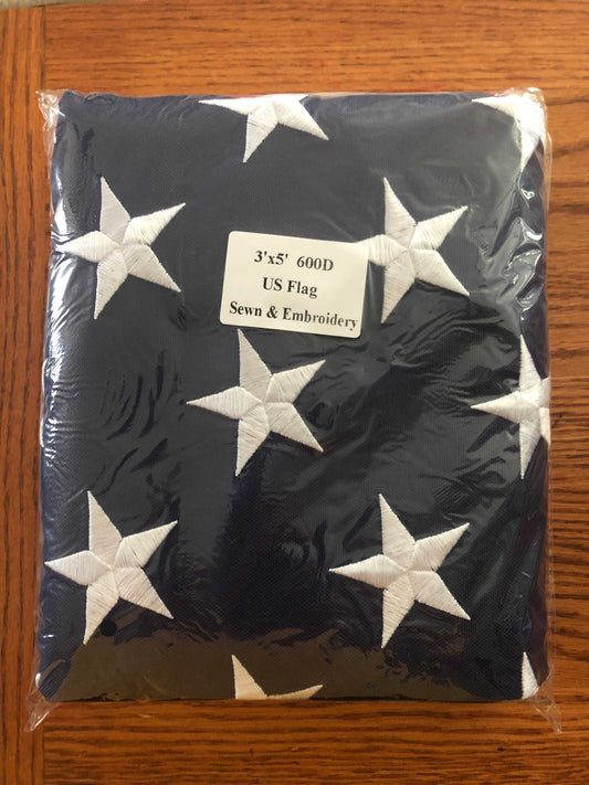 United States American US Flag 3x5 nylon sewn and embroidered with stars and stripes