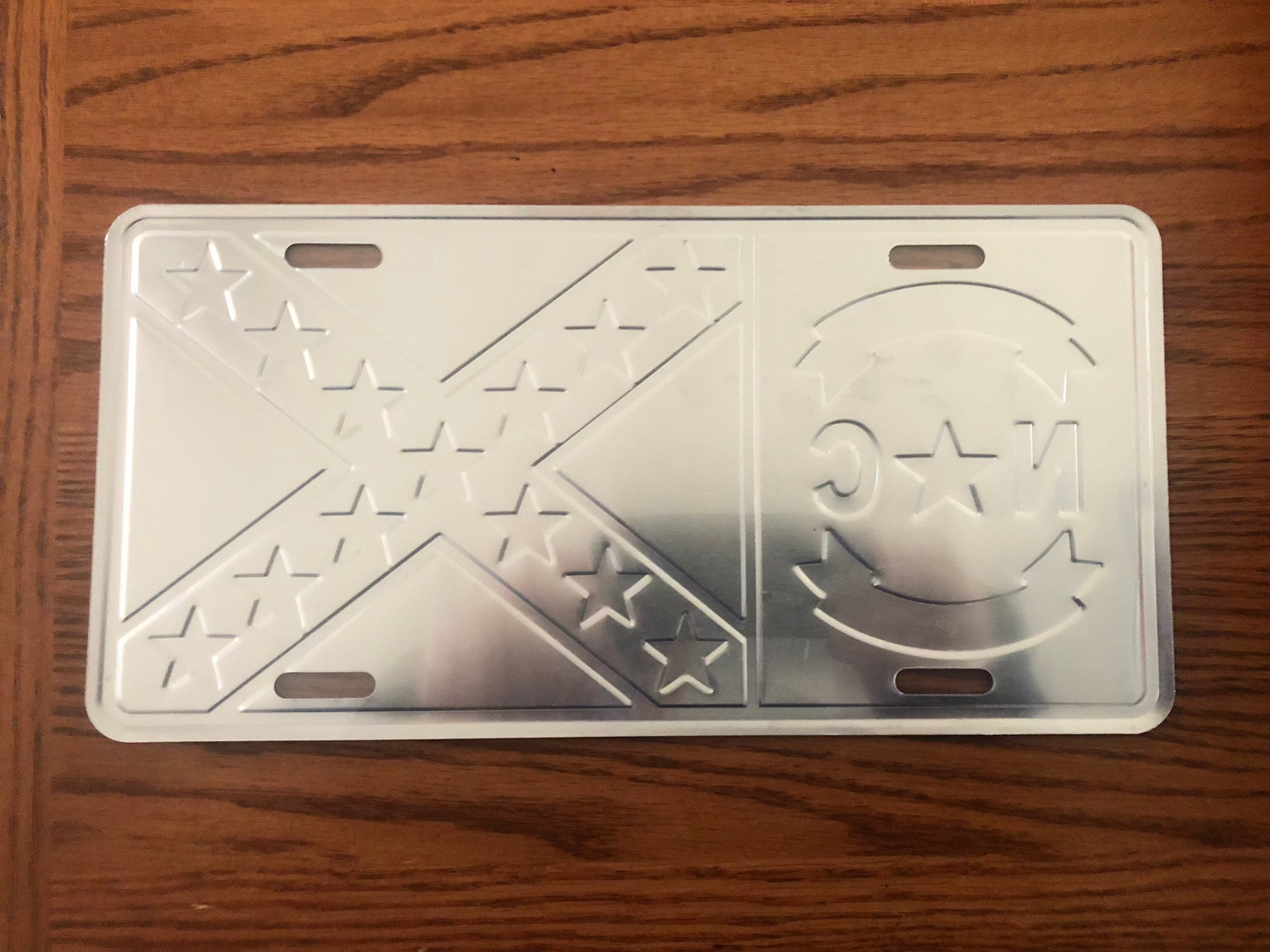 North Carolina Battle Flag License Plate Tag Reverse Side
