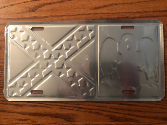 Louisiana Division CSA License Plate Tag with embossed state seal and CSA battle flag on aluminum plate