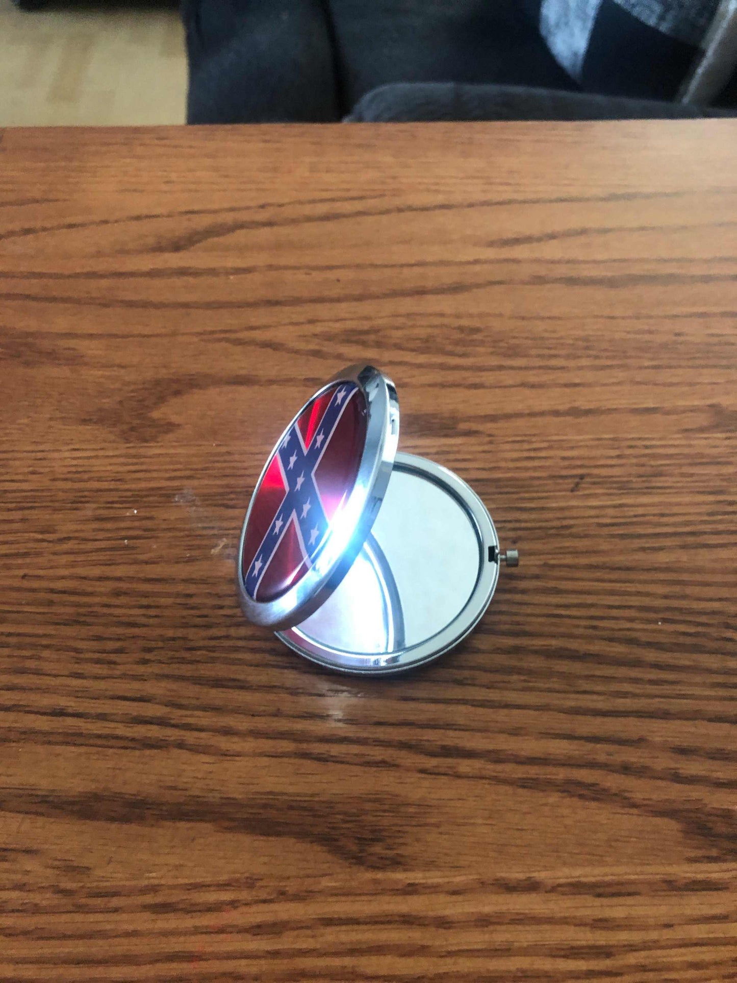 CSA Rebel Battle Confederate Flag Mirrored Compact