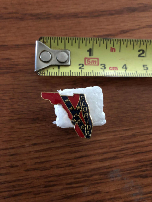 Gold Florida State Hat Pin shaped like the state of Florida with detailed geographic outline and secure clasp