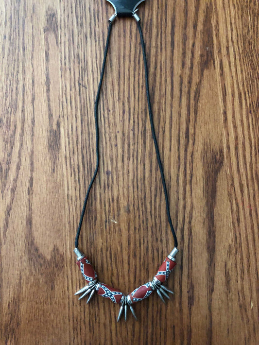 Dixie Necklace 18-inch with spike accents and patriotic flag beads showcasing Southern pride jewelry