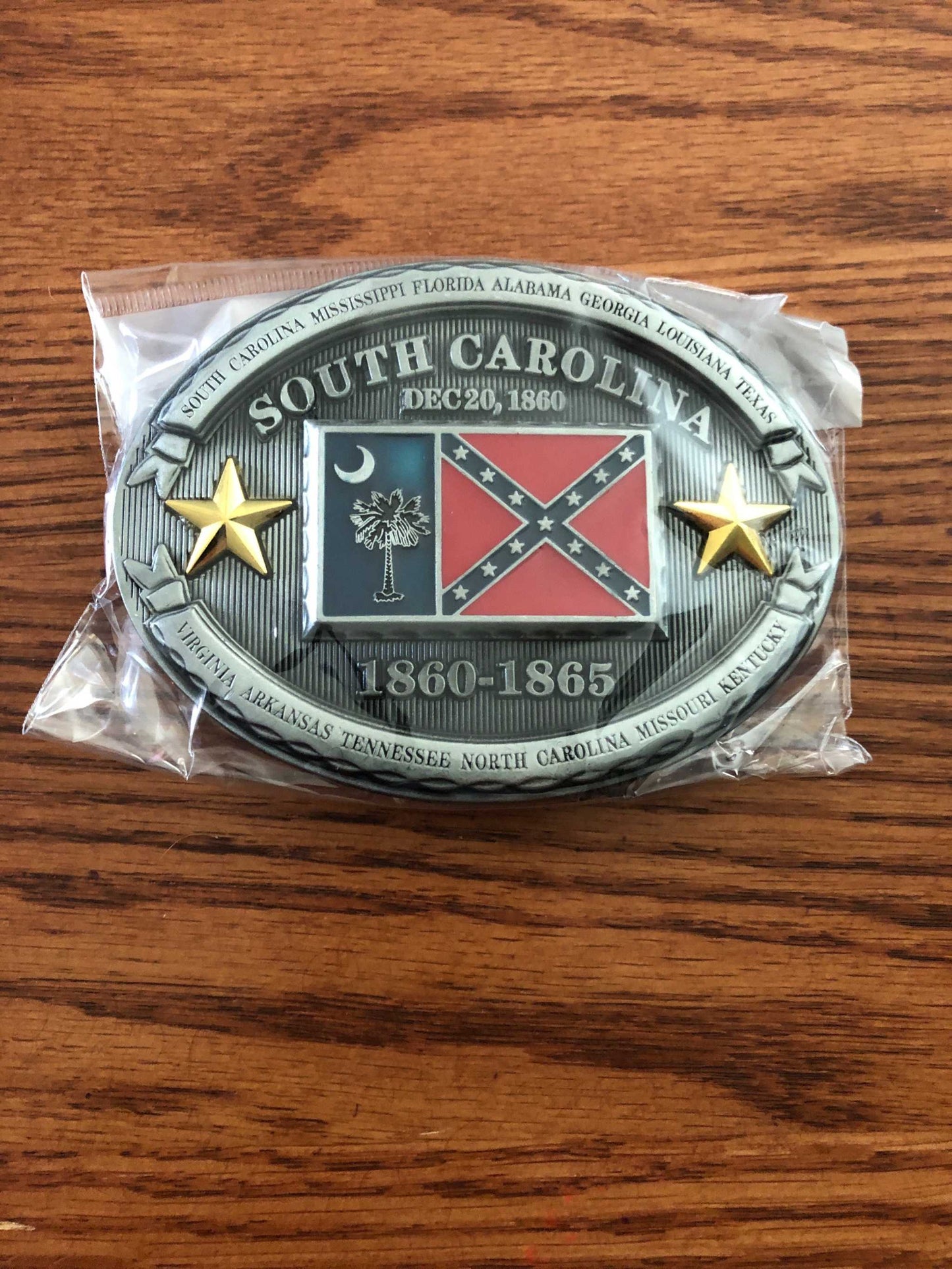 South Carolina Confederate Flag Metal Belt Buckle
