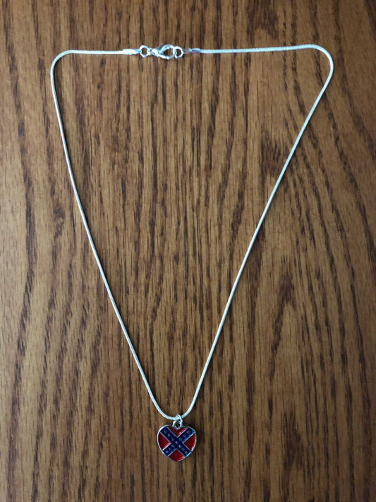 Dixie Heart Pendant Necklace with silver heart charm and smooth 16-inch rope chain