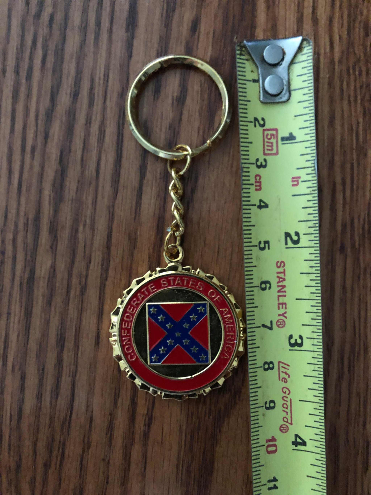 Confederate States of America medallion keychain with metal emblem and durable keyring